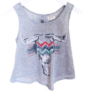 ARDENE Goat Skull Tank With Bow Back Detail Grey Size Medium